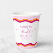 Roze en oranje golvende rand Kleurrijke Bruidsmeis Papieren Bekers (Voorkant)