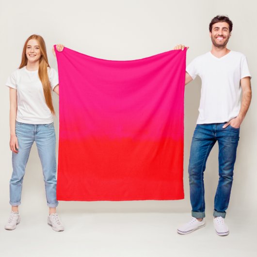 Roze en Oranje gradiënt Fleece Deken (In situ)