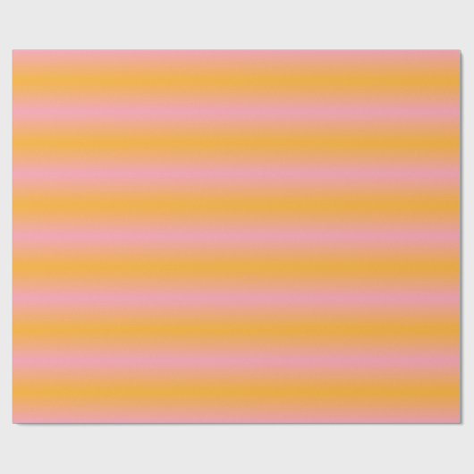 Roze en Oranje Gradient Gestreept Cadeaupapier (Vlak)