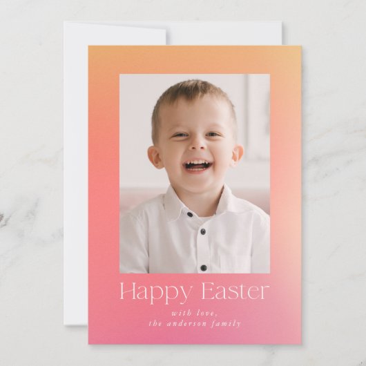 Roze en Oranje gradiënt Pasfoto Feestdagenkaart (Voorkant)