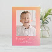 Roze en Oranje gradiënt Pasfoto Feestdagenkaart (Staand voorkant)