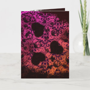 Roze en Oranje Grunge Damask Valentijn Feestdagen Kaart