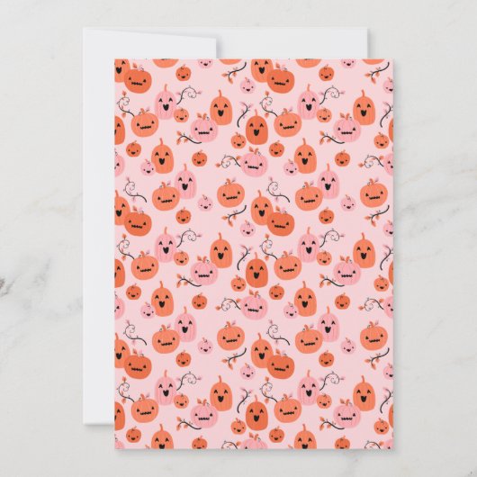 Roze en oranje Halloween - babyshower uitnodiging (Achterkant)