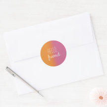 Roze en oranje Hello Friend enveloppe zegels