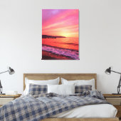 Roze en oranje hemel mooie zonsondergang over het  canvas afdruk (Insitu (Slaapkamer))