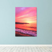 Roze en oranje hemel mooie zonsondergang over het  canvas afdruk (Insitu (Houten vloer))