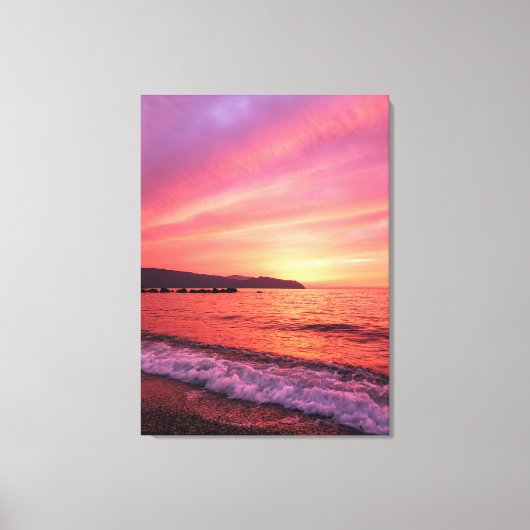 Roze en oranje hemel mooie zonsondergang over het  canvas afdruk (Voorkant)