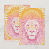 Roze en Oranje hemelleeuw Bedankkaart (Voorkant / Achterkant)