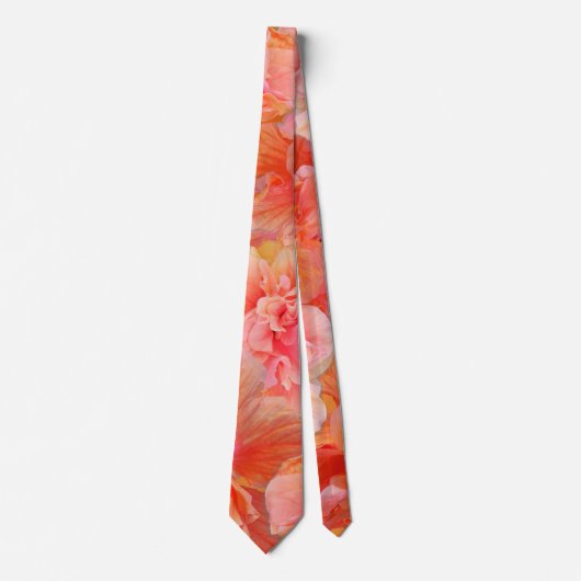 Roze en Oranje Hibiscus Flowers Stropdas (Voorkant)