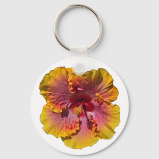 Roze en Oranje Hibiscus Sleutelhanger