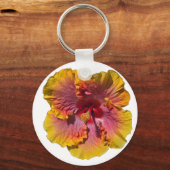 Roze en Oranje Hibiscus Sleutelhanger (Achterkant)