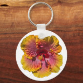 Roze en Oranje Hibiscus Sleutelhanger (Voorkant)