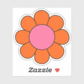 Roze en oranje hippie retro Daisy Sticker (Vel)