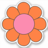 Roze en oranje hippie retro Daisy Sticker (Voorkant)