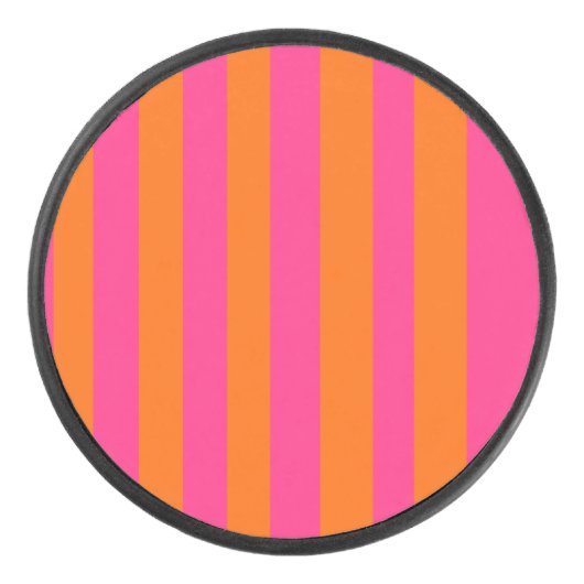 Roze en Oranje Hockey Puck (Voorkant)