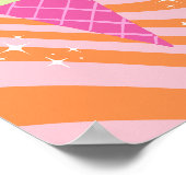 Roze en Oranje ijsje, Ice Cream Art, Preppy Poster (Hoek)