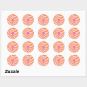 Roze en Oranje ijsje, Ice Cream Art, Preppy Ronde Sticker (Vel)