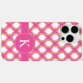 Roze en Oranje Ikat Ogee Pattern Monogram Case-Mate iPhone Case (Achterkant (horizontaal))