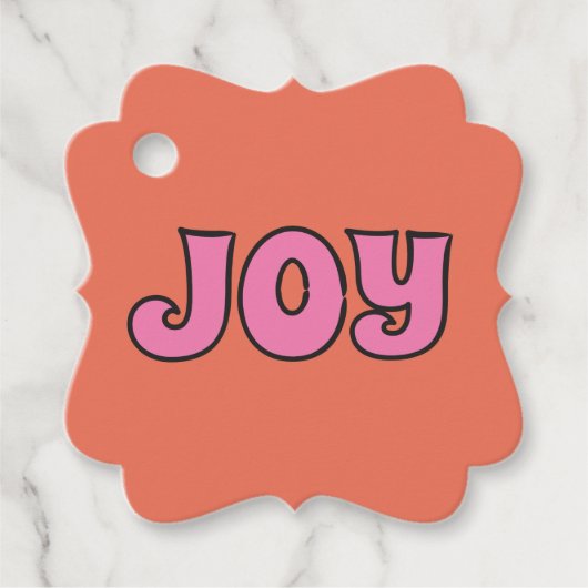 Roze en Oranje Joy Retro jaren 70 Lettering Bedankjes Labels (Voorkant)