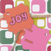 Roze en Oranje Joy Retro jaren 70 Lettering Bedankjes Labels