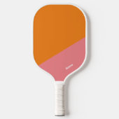 Roze en Oranje kleurenblok met naam Pickleball Paddle (Voorkant)
