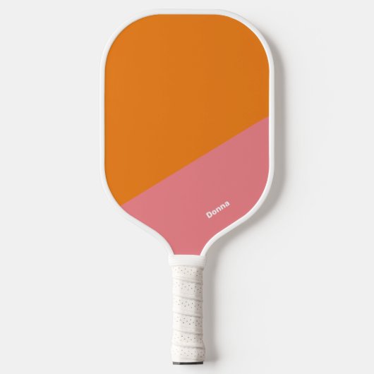 Roze en Oranje kleurenblok met naam Pickleball Paddle (Voorkant)