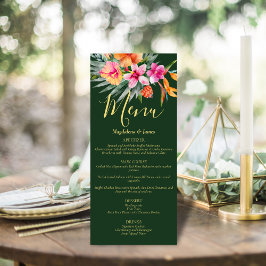 Roze en Oranje kleurrijke tropische bloemen op gro Menu