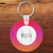 Roze en Oranje Koelgradiënt Abstract Kunstmonogram Sleutelhanger (Voorkant)