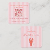Roze en Oranje kreeft Vrijgezellenfeest QR-code RS Informatiekaartje (Voorkant / Achterkant)