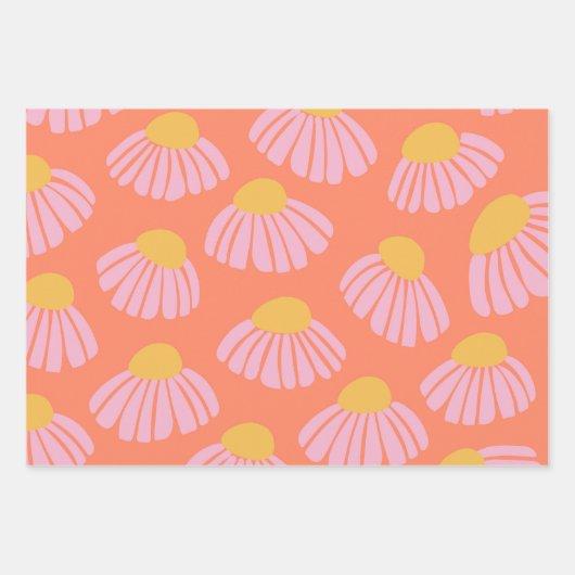 Roze en Oranje lasterpatroon Inpakpapier Vel (Voorkant 3)