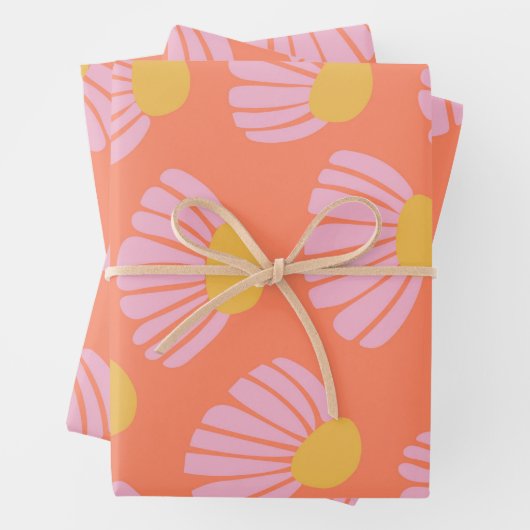 Roze en Oranje lasterpatroon Inpakpapier Vel (In situ)