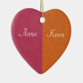 Roze en Oranje lederen blik Keramisch Ornament (Rechts)