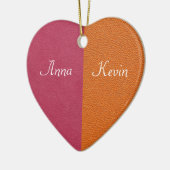 Roze en Oranje lederen blik Keramisch Ornament (Links)