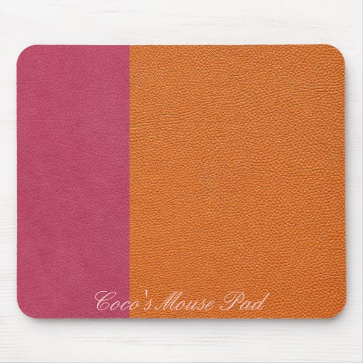 Roze en Oranje lederen blik Muismat (Voorkant)