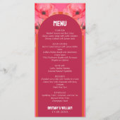 Roze en Oranje levendige bloemenbruiloft Menu (Voorkant)