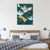 Roze en Oranje Libellen Wand Kunst - Canvas Afdruk (Insitu (Slaapkamer))