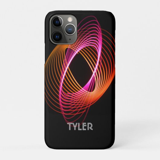Roze en Oranje lichte spiraal, noem Witte Tekst Case-Mate iPhone Case (Achterkant)