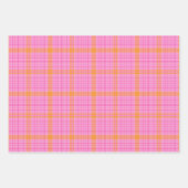 Roze en Oranje lijnen Tartan Spatten Patroon Inpakpapier Vel (Voorkant 3)