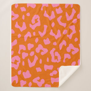 Roze en oranje luipaardprintpatroon sherpa deken