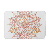 Roze en Oranje Mandala op witte glam Badmat (Voorkant)
