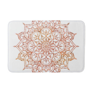 Roze en Oranje Mandala op Witte Glam Badmat