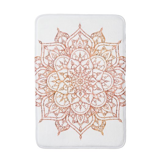 Roze en Oranje Mandala op witte glam Badmat (Voorkant Verticaal)