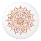 Roze en Oranje Mandala op witte glam Keramische Knop (Voorkant)