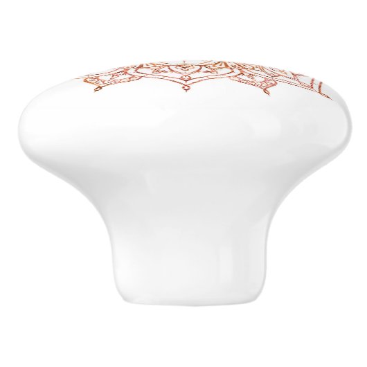 Roze en Oranje Mandala op witte glam Keramische Knop (Zijkant)