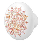 Roze en Oranje Mandala op witte glam Keramische Knop (Rechts)