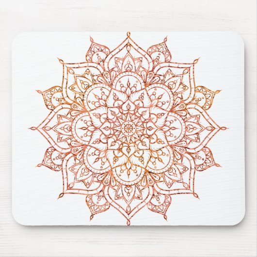 Roze en Oranje Mandala op witte glam Muismat (Voorkant)