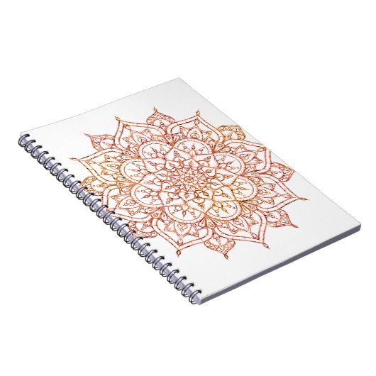 Roze en Oranje Mandala op witte glam Notitieboek (Rechterzijde)