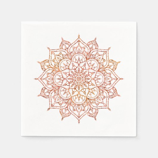 Roze en Oranje Mandala op witte glam Servet (Voorkant)