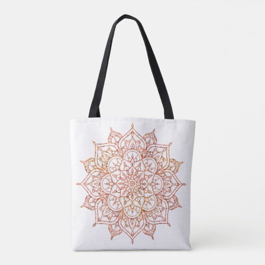 Roze en Oranje Mandala op witte glam Tote Bag (Achterkant)
