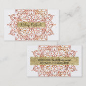 Roze en Oranje Mandala op witte glam Visitekaartje (Voorkant / Achterkant)